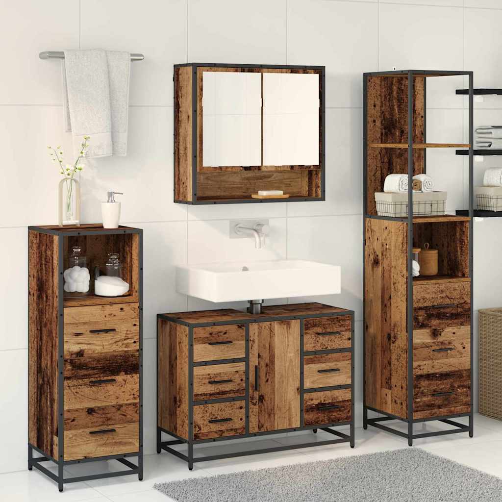 Ensemble de mobilier de salle de bain 4 pc Bois Ancien