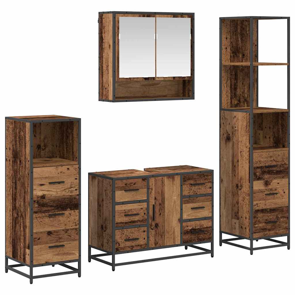 Ensemble de mobilier de salle de bain 4 pc Bois Ancien
