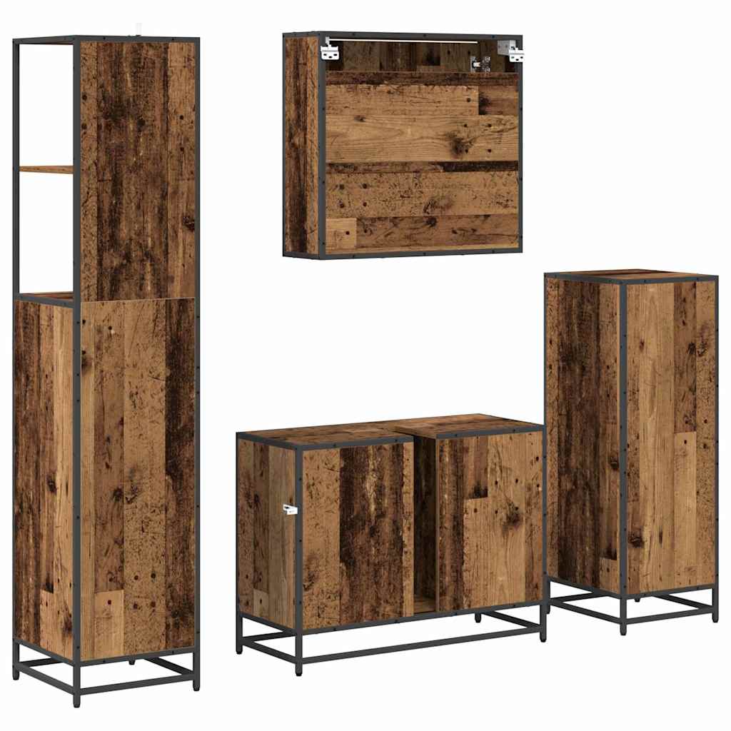 Ensemble de mobilier de salle de bain 4 pc Bois Ancien