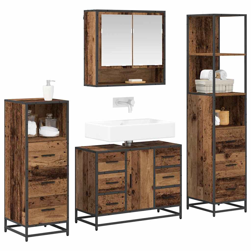 Ensemble de mobilier de salle de bain 4 pc Bois Ancien