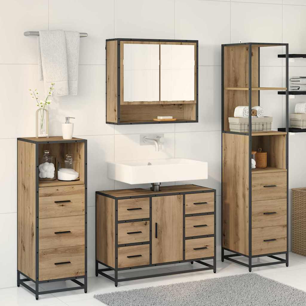 Ensemble de mobilier de salle de bain 4 pc Chêne artisanal