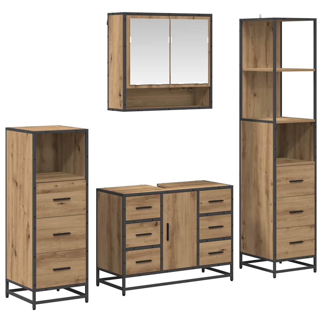 Ensemble de mobilier de salle de bain 4 pc Chêne artisanal