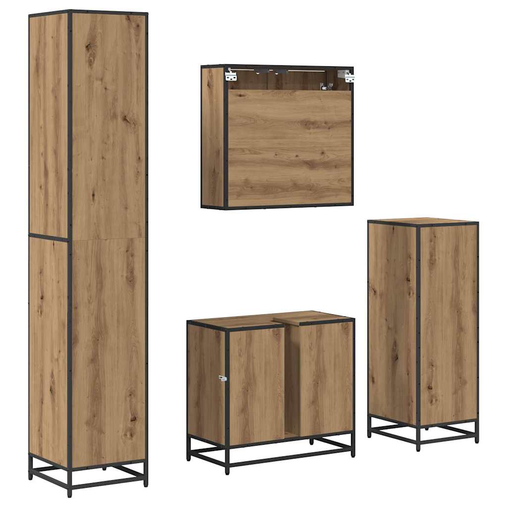 Ensemble de mobilier de salle de bain 4 pc Chêne artisanal