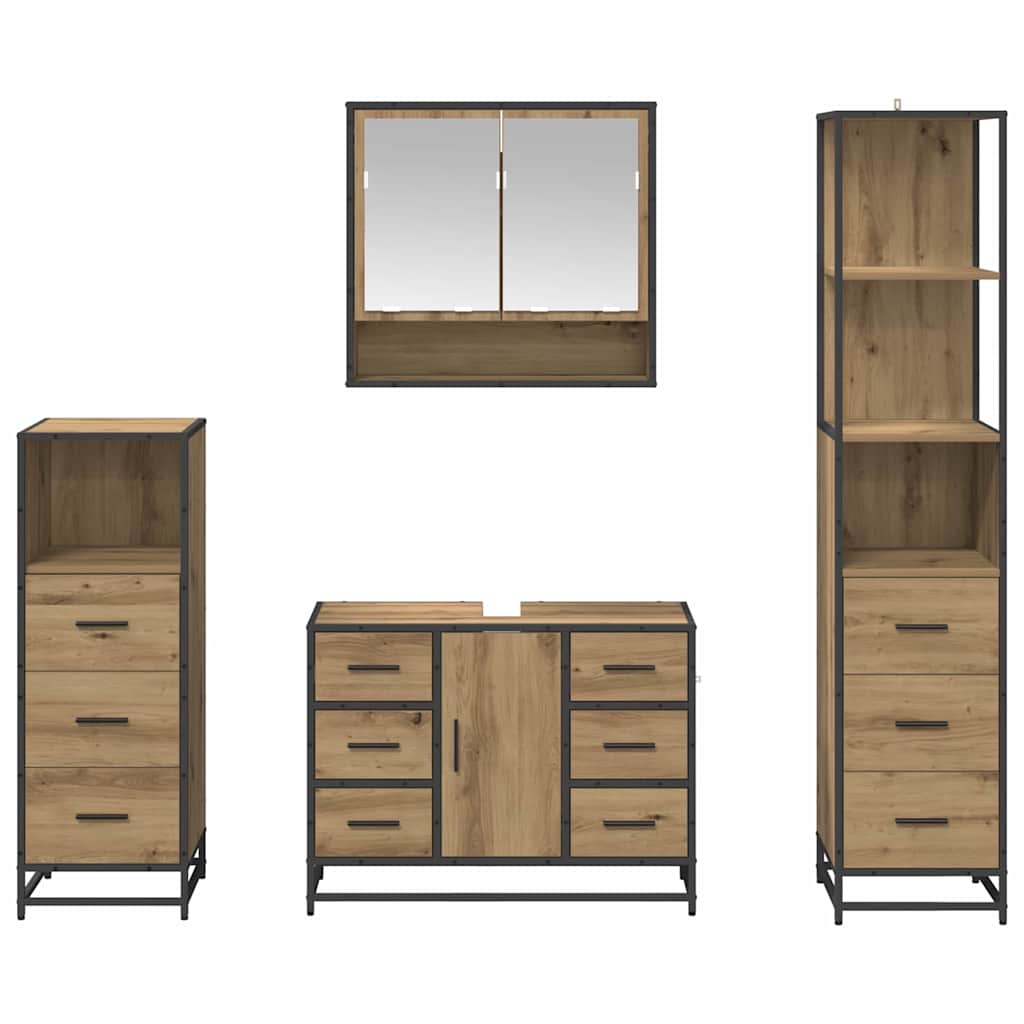 Ensemble de mobilier de salle de bain 4 pc Chêne artisanal