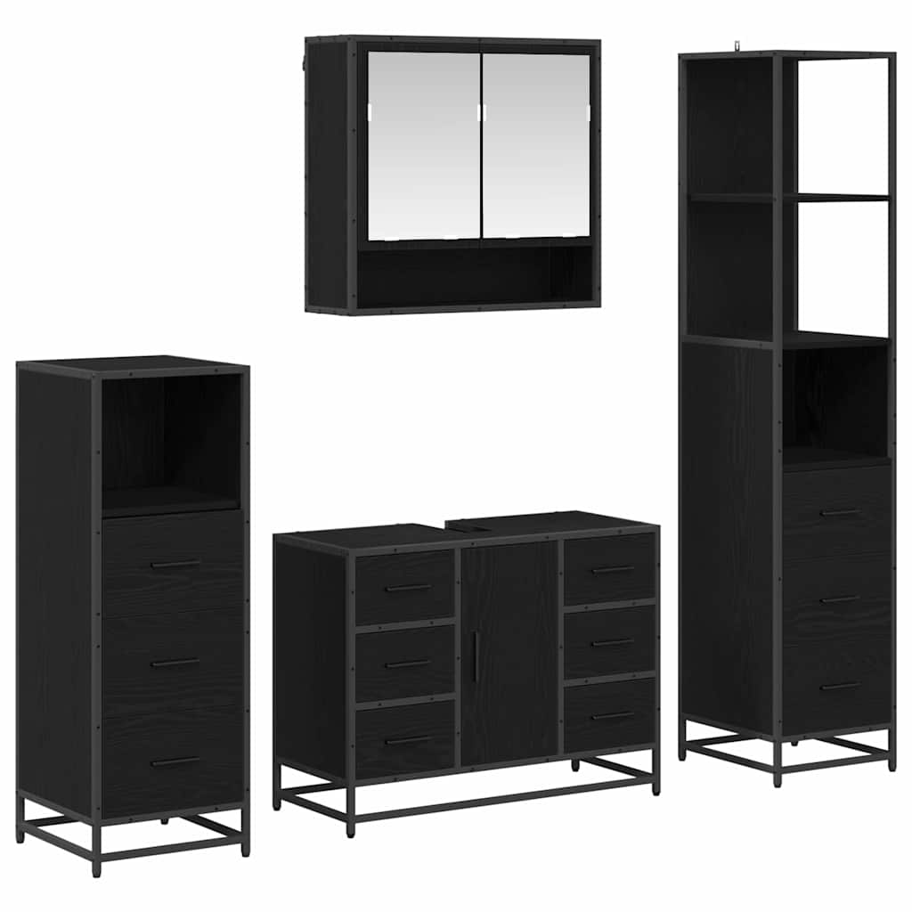 Ensemble de mobilier de salle de bain 4 pc Chêne noir