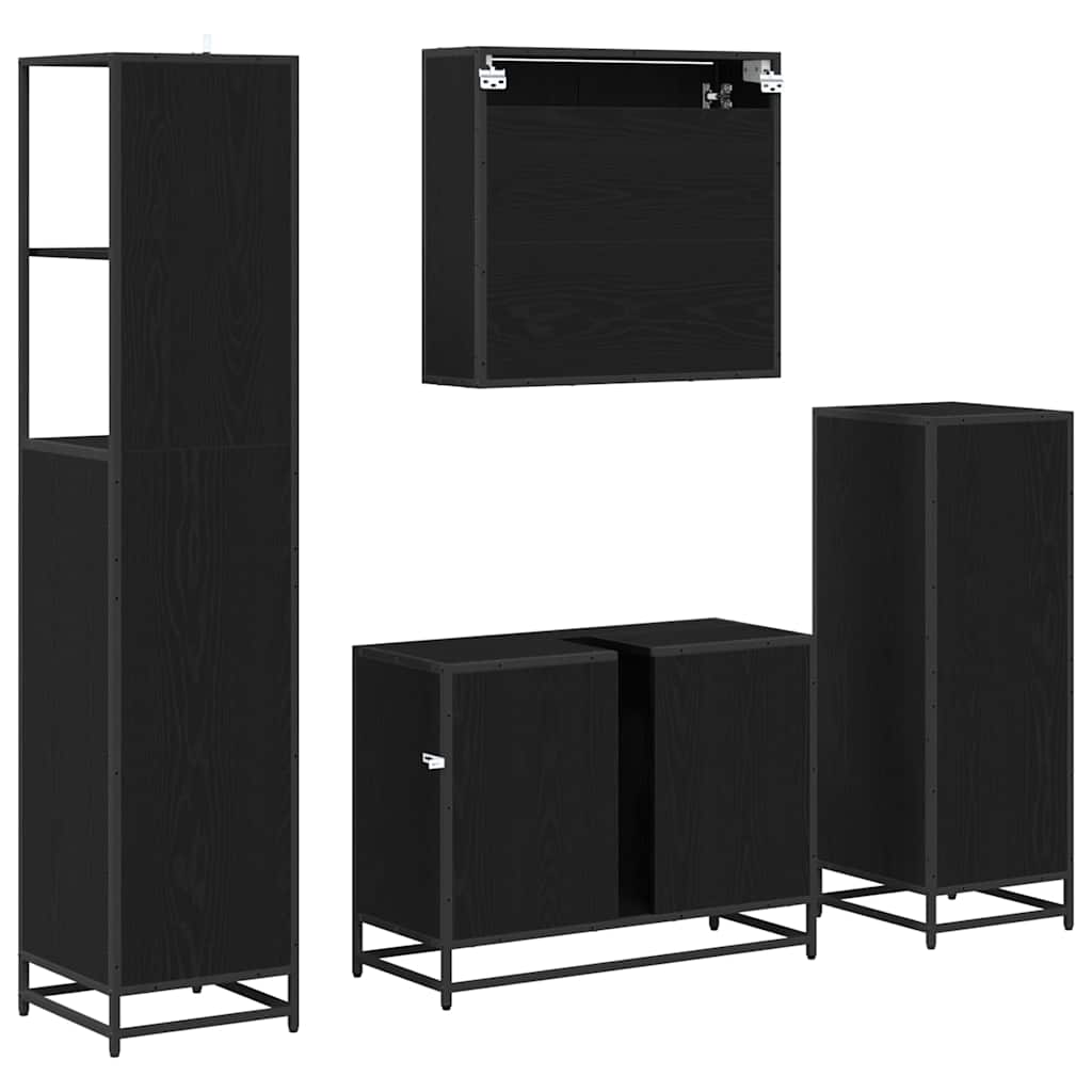 Ensemble de mobilier de salle de bain 4 pc Chêne noir