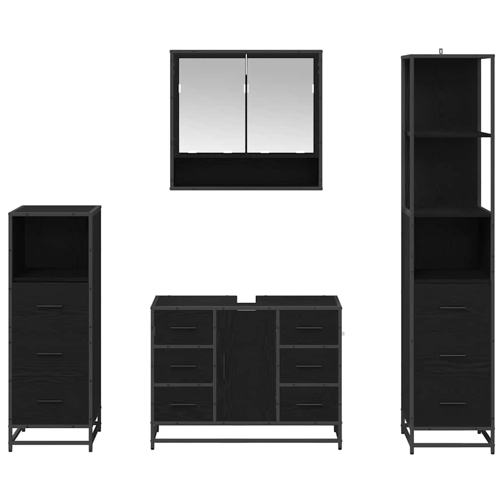 Ensemble de mobilier de salle de bain 4 pc Chêne noir