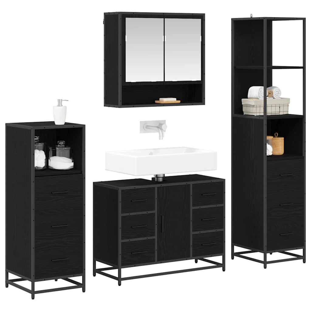 Ensemble de mobilier de salle de bain 4 pc Chêne noir