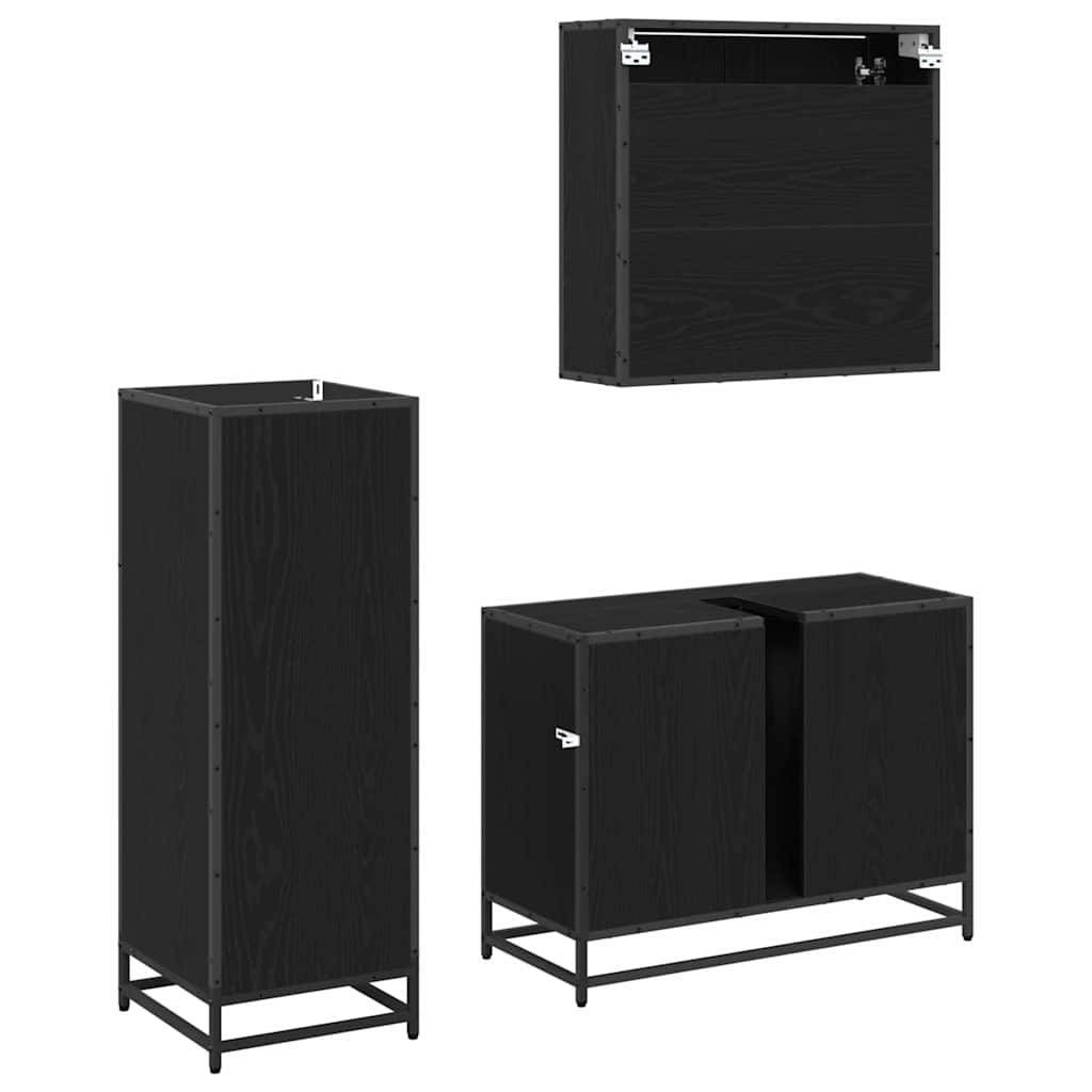 Ensemble de mobilier de salle de bain 3 pièces Chêne noir