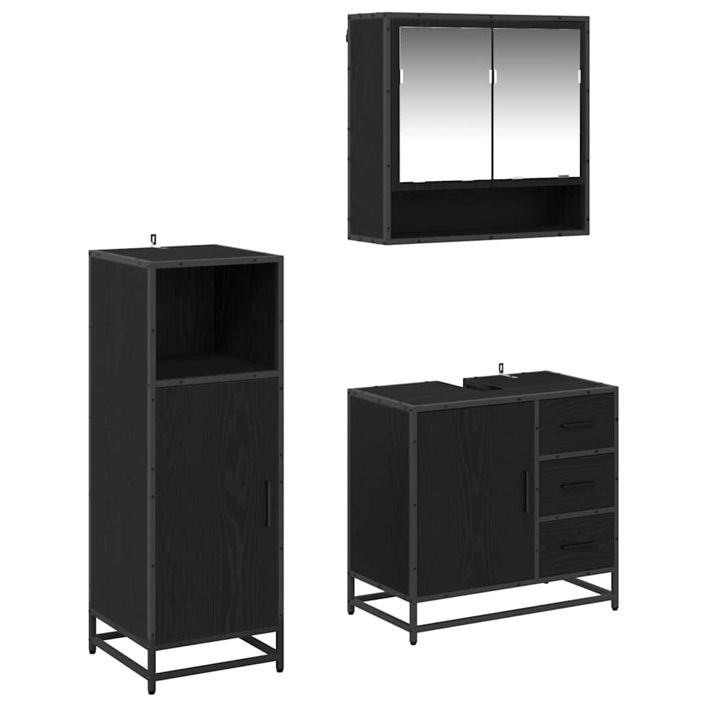 Ensemble de mobilier de salle de bain 3 pc Chêne noir