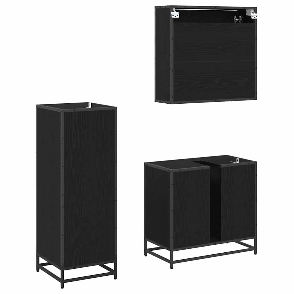 Ensemble de mobilier de salle de bain 3 pc Chêne noir