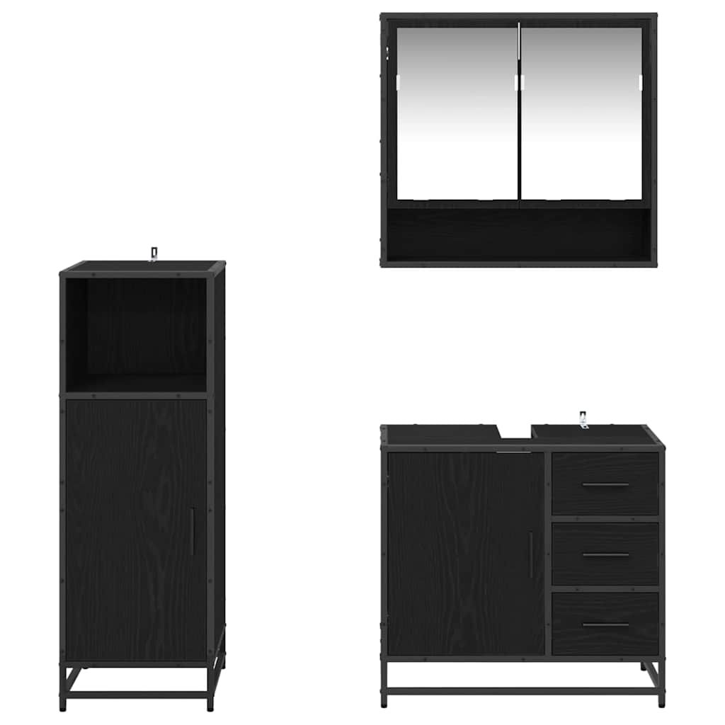 Ensemble de mobilier de salle de bain 3 pc Chêne noir