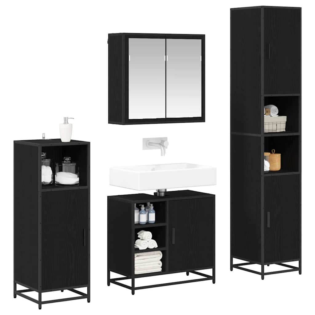 Ensemble de mobilier de salle de bain 4 pc Chêne noir