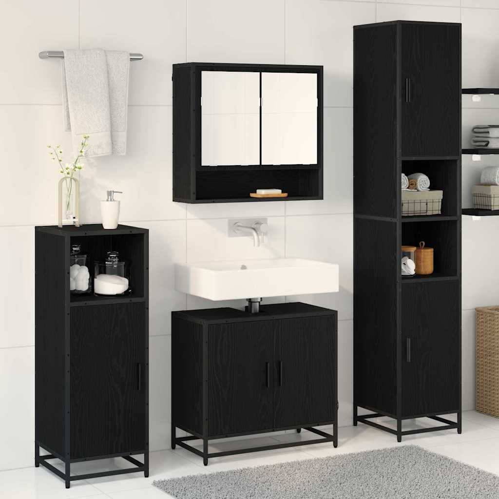 Ensemble de mobilier de salle de bain 4 pc Chêne noir