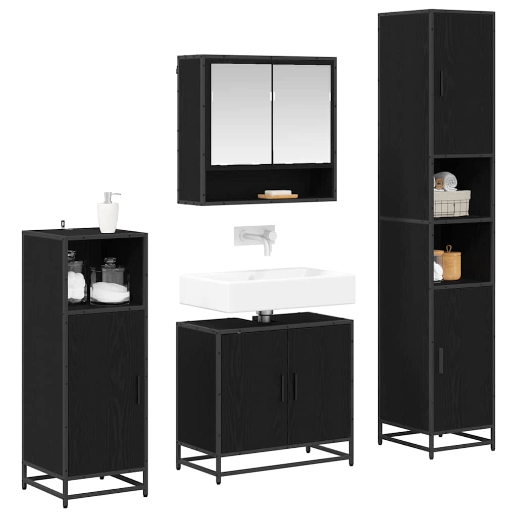 Ensemble de mobilier de salle de bain 4 pc Chêne noir