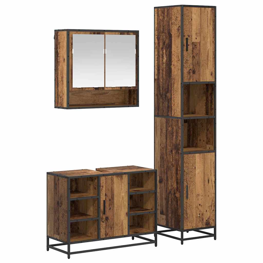 Ensemble de mobilier de salle de bain 3 pièces Bois Ancien