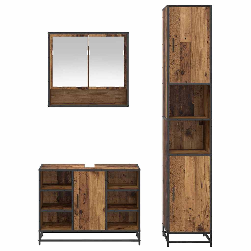 Ensemble de mobilier de salle de bain 3 pièces Bois Ancien