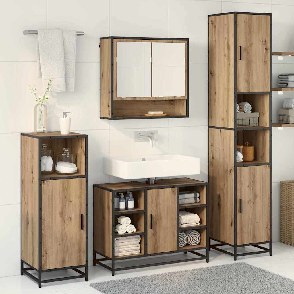 Ensemble de mobilier de salle de bain 3 pc Chêne artisanal