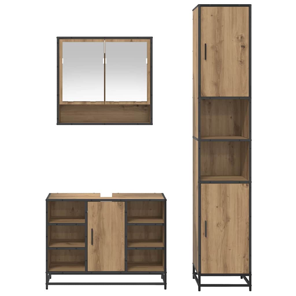 Ensemble de mobilier de salle de bain 3 pc Chêne artisanal
