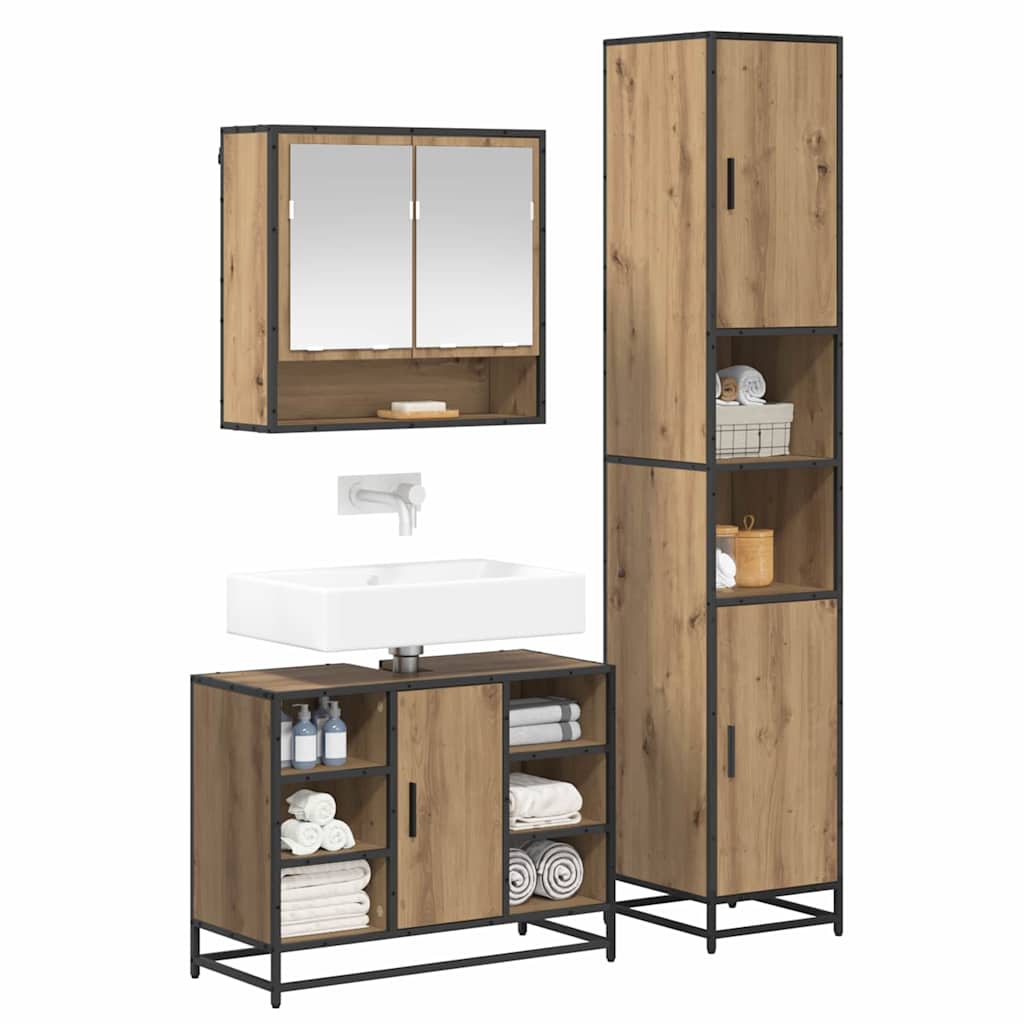 Ensemble de mobilier de salle de bain 3 pc Chêne artisanal