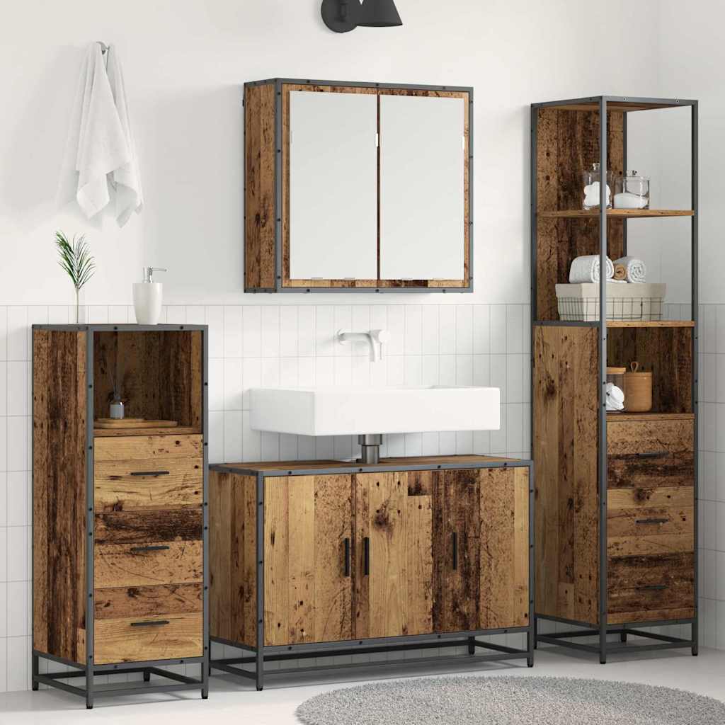 Ensemble de mobilier de salle de bain 4 pc Bois Ancien
