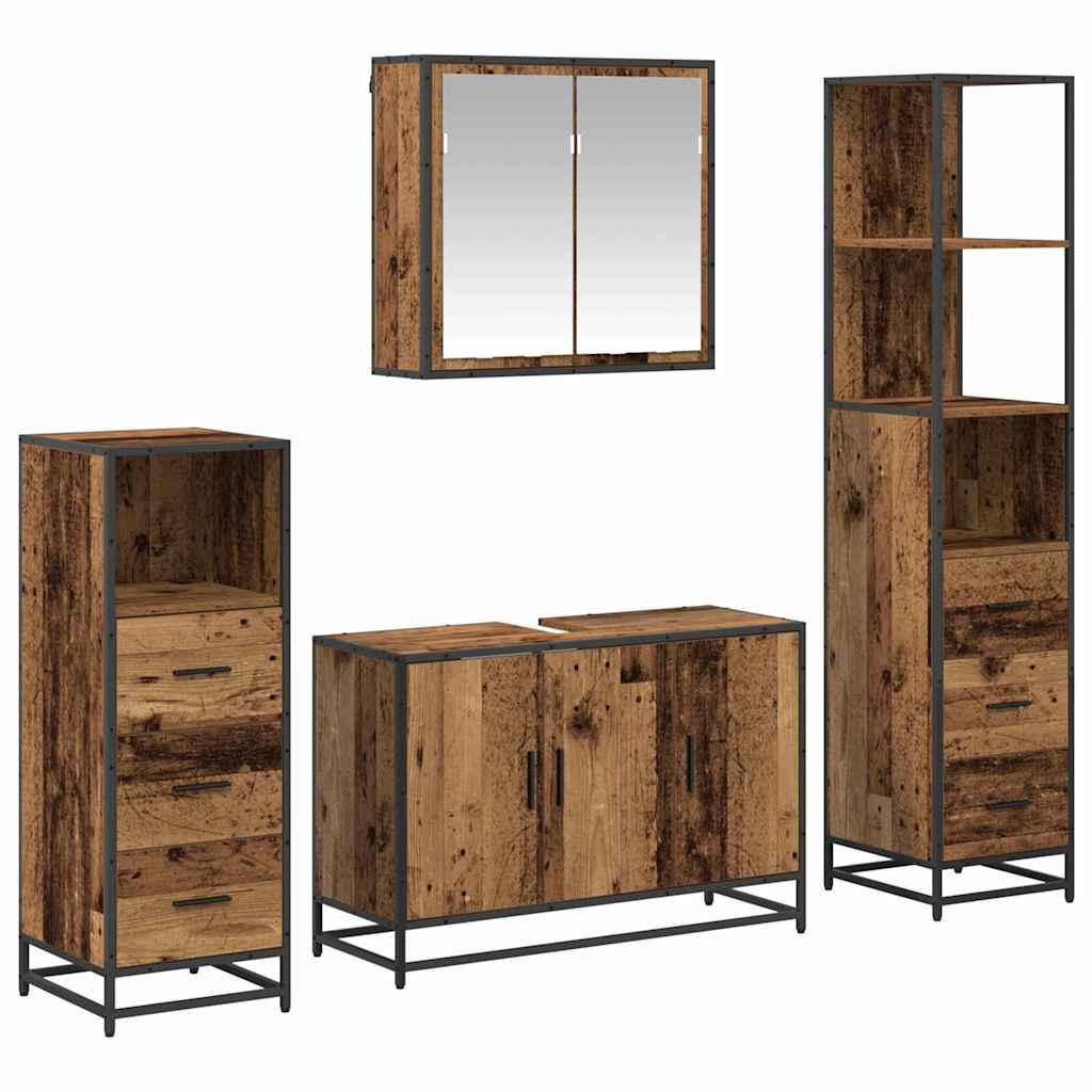 Ensemble de mobilier de salle de bain 4 pc Bois Ancien