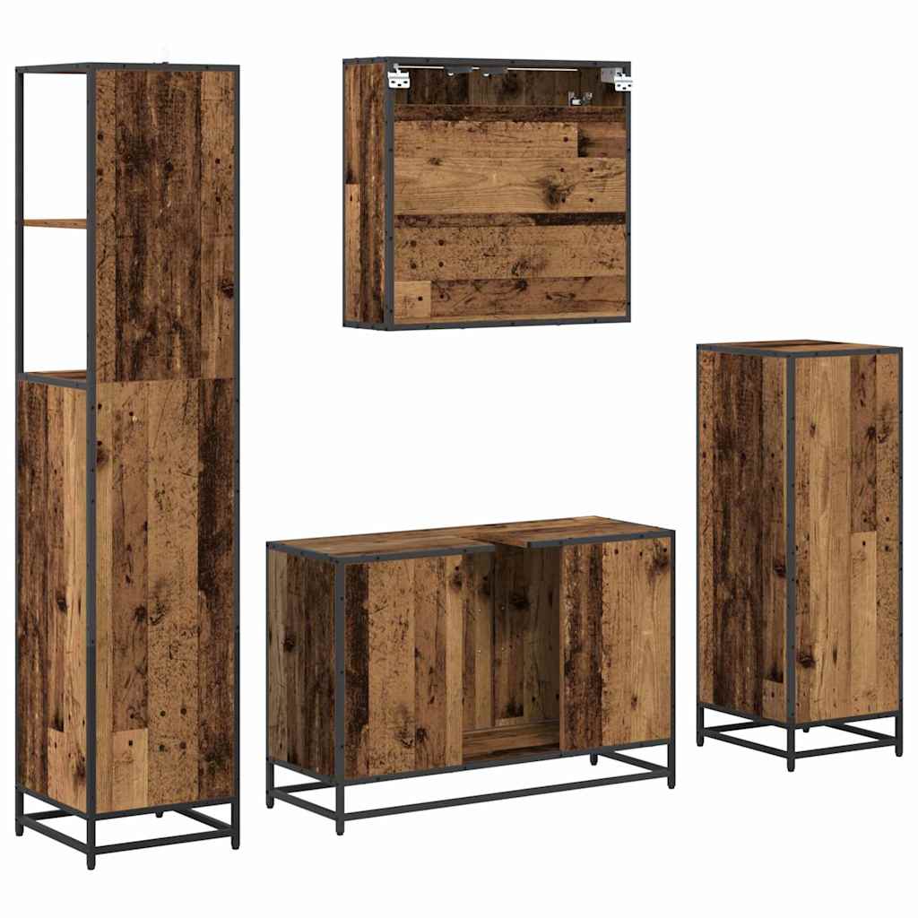 Ensemble de mobilier de salle de bain 4 pc Bois Ancien