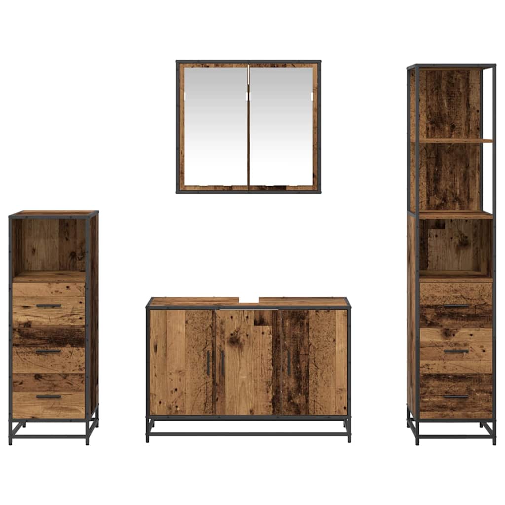 Ensemble de mobilier de salle de bain 4 pc Bois Ancien