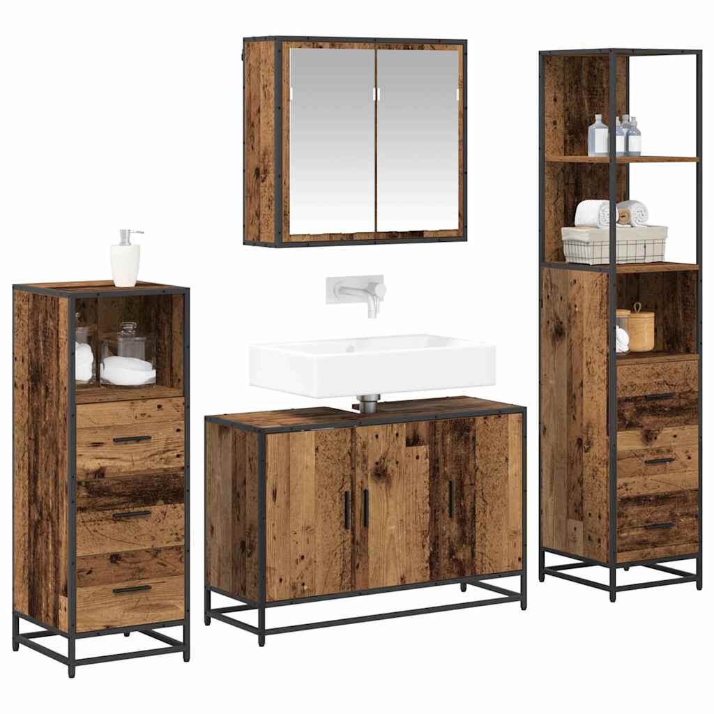 Ensemble de mobilier de salle de bain 4 pc Bois Ancien