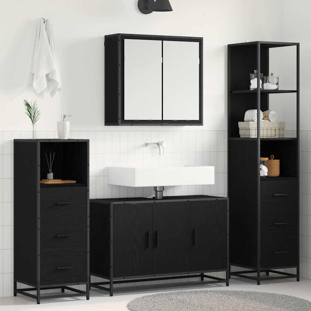 Ensemble de mobilier de salle de bain 4 pc Chêne noir
