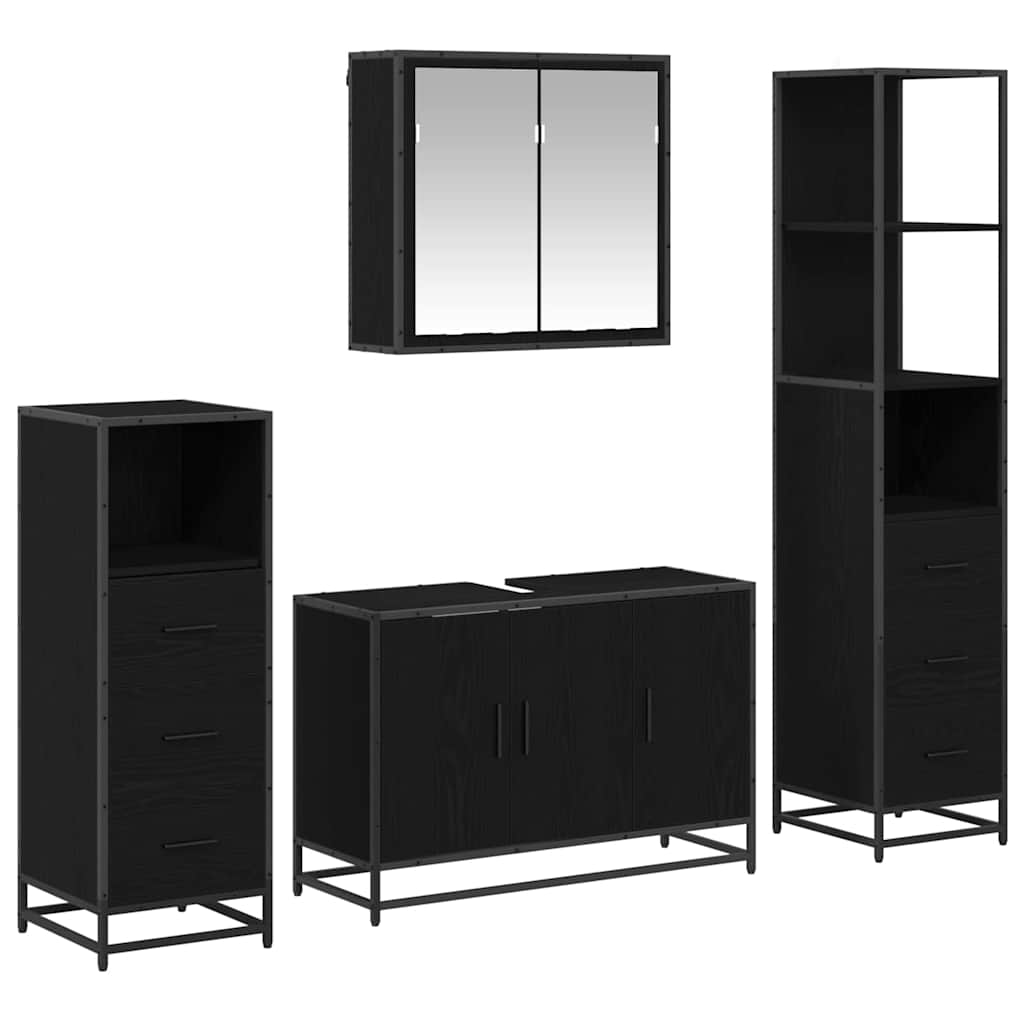 Ensemble de mobilier de salle de bain 4 pc Chêne noir