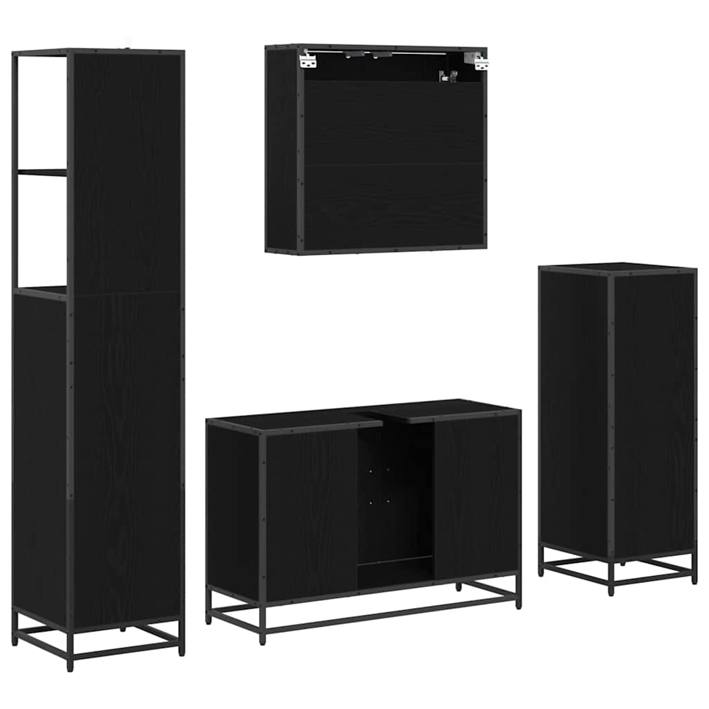 Ensemble de mobilier de salle de bain 4 pc Chêne noir
