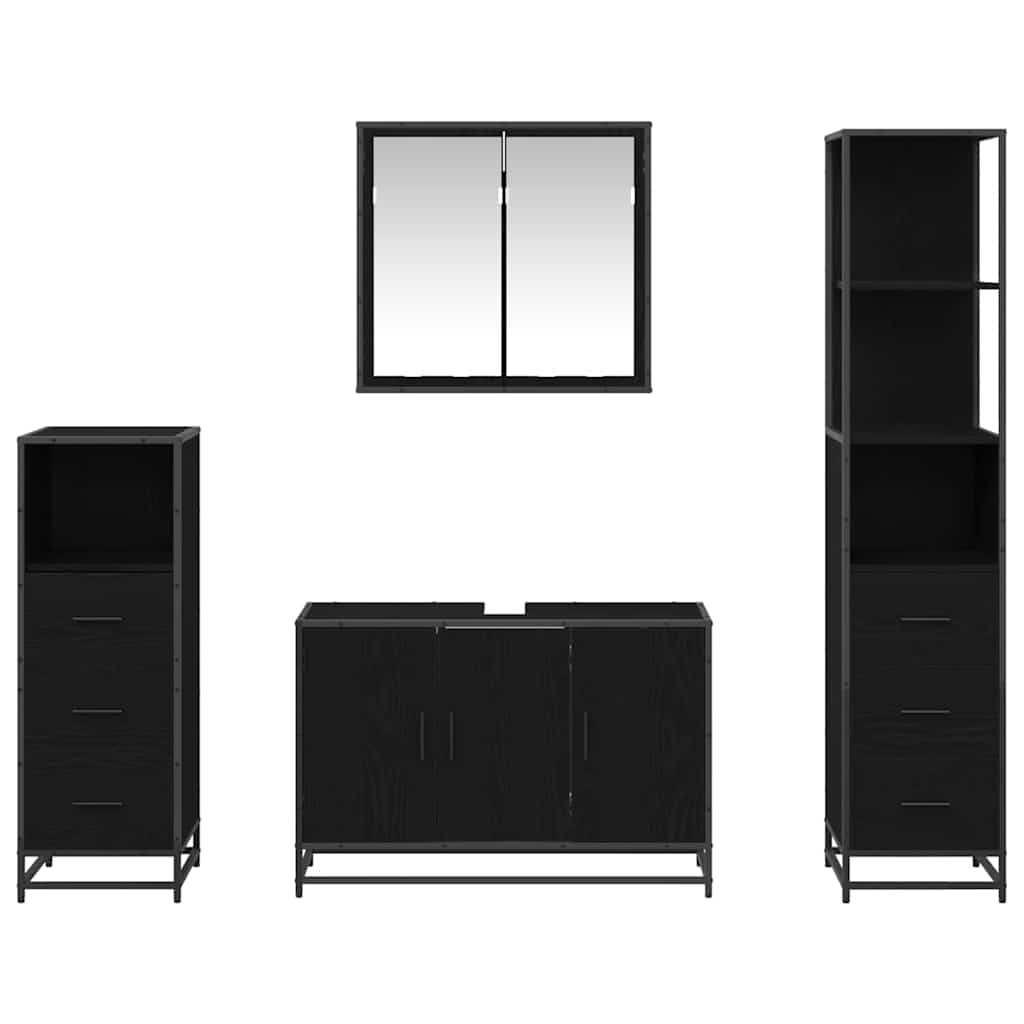Ensemble de mobilier de salle de bain 4 pc Chêne noir
