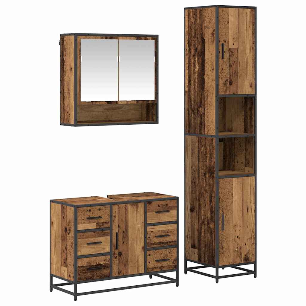 Ensemble de mobilier de salle de bain 3 pc Bois Ancien