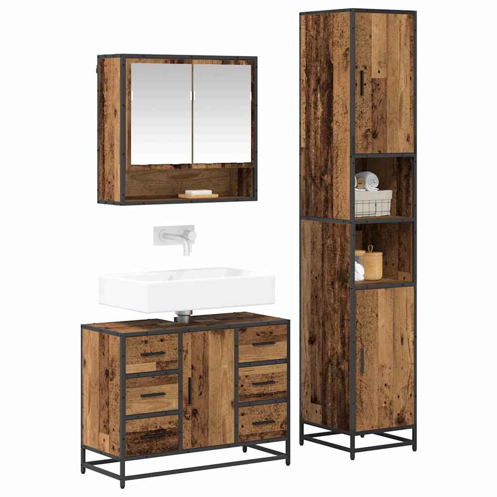 Ensemble de mobilier de salle de bain 3 pc Bois Ancien
