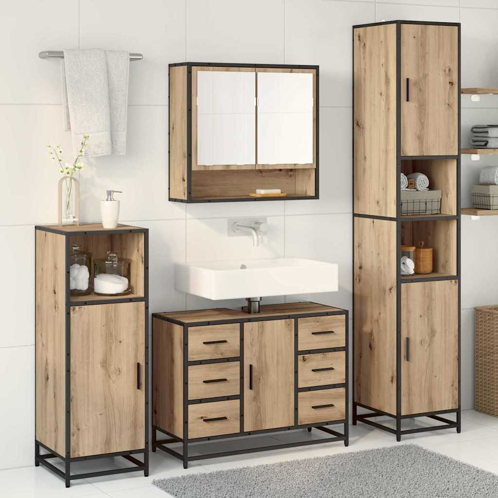 Ensemble de mobilier de salle de bain 3 pc Chêne artisanal
