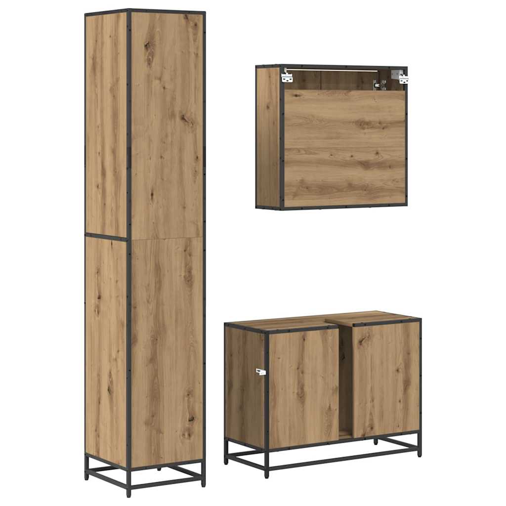 Ensemble de mobilier de salle de bain 3 pc Chêne artisanal