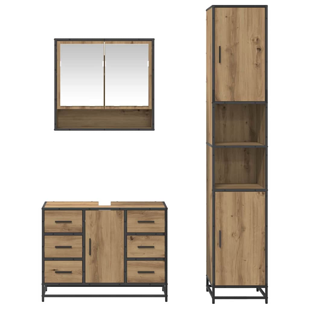 Ensemble de mobilier de salle de bain 3 pc Chêne artisanal