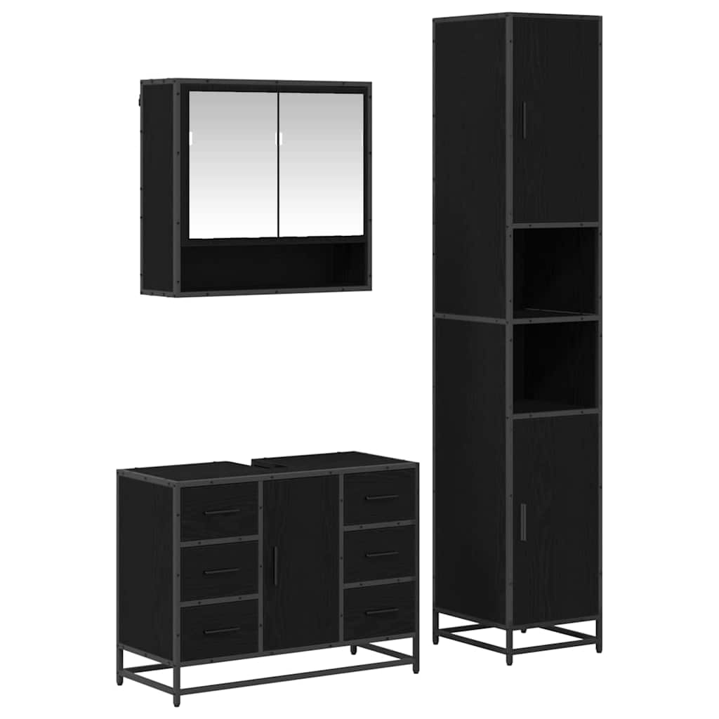 Ensemble de mobilier de salle de bain 3 pc Chêne noir