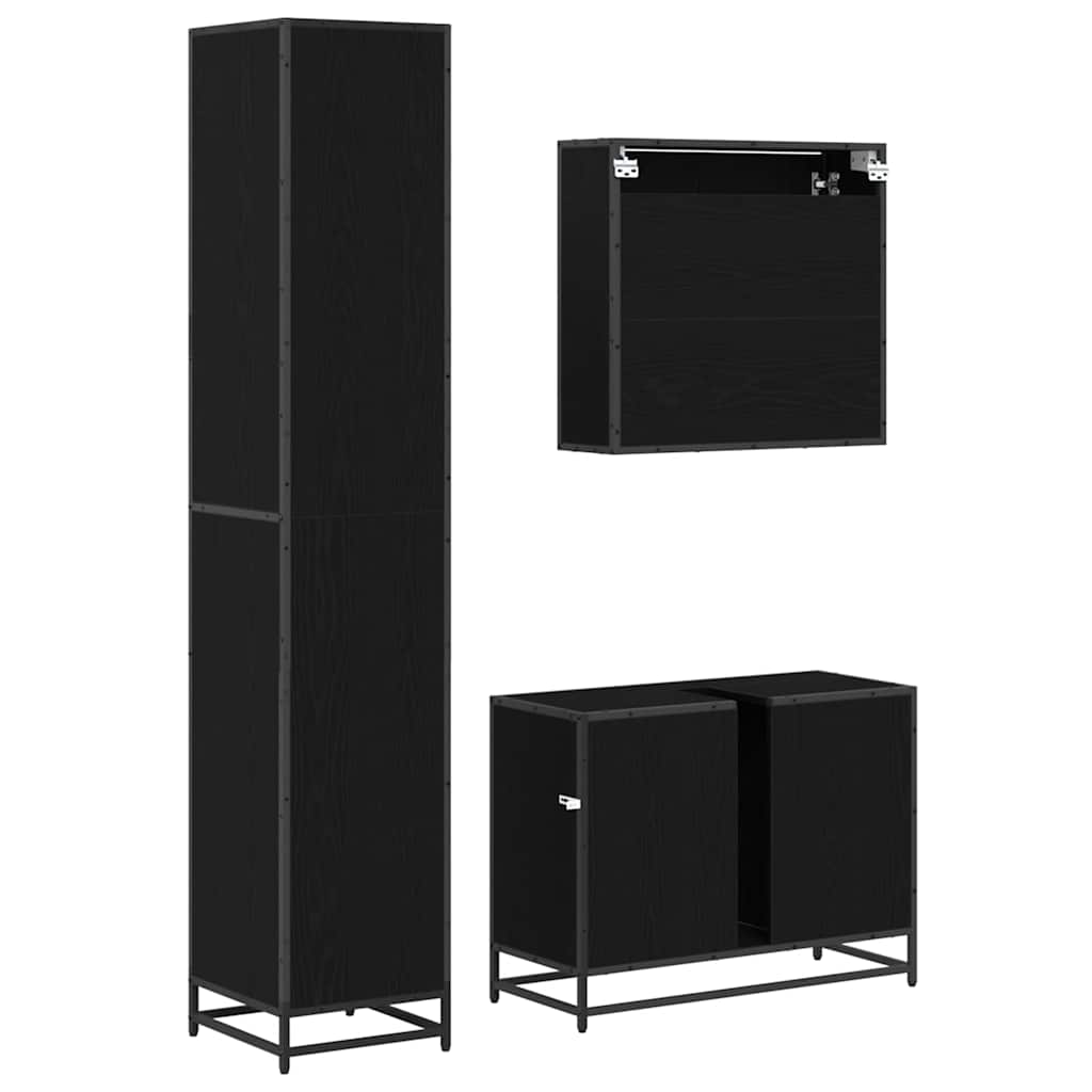 Ensemble de mobilier de salle de bain 3 pc Chêne noir