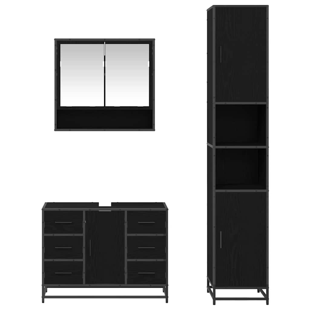 Ensemble de mobilier de salle de bain 3 pc Chêne noir