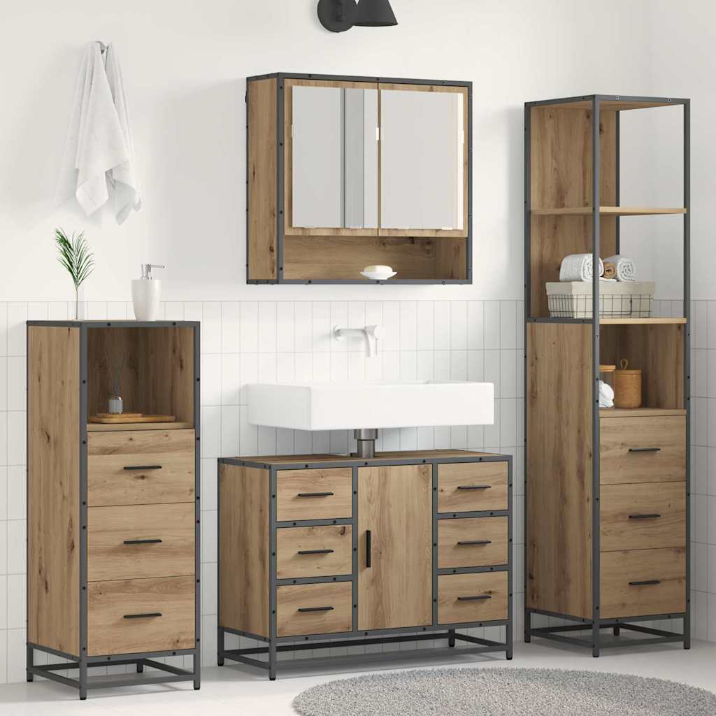 Ensemble de mobilier de salle de bain 3 pc Chêne artisanal