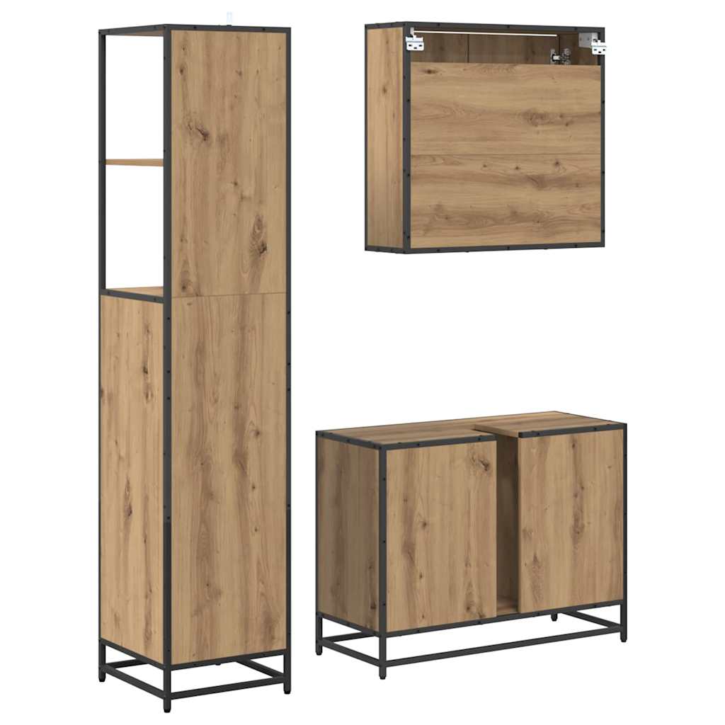 Ensemble de mobilier de salle de bain 3 pc Chêne artisanal