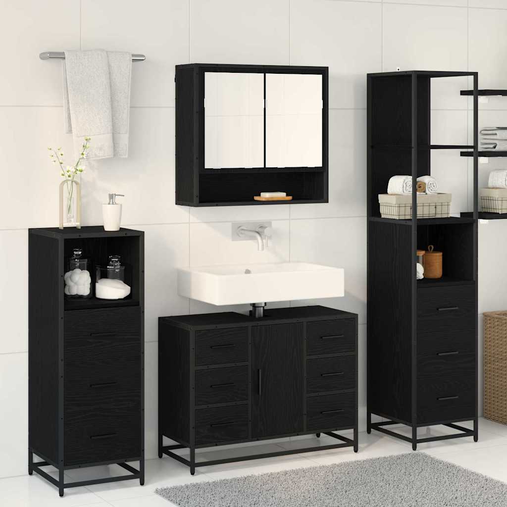 Ensemble de mobilier de salle de bain 3 pc Chêne noir