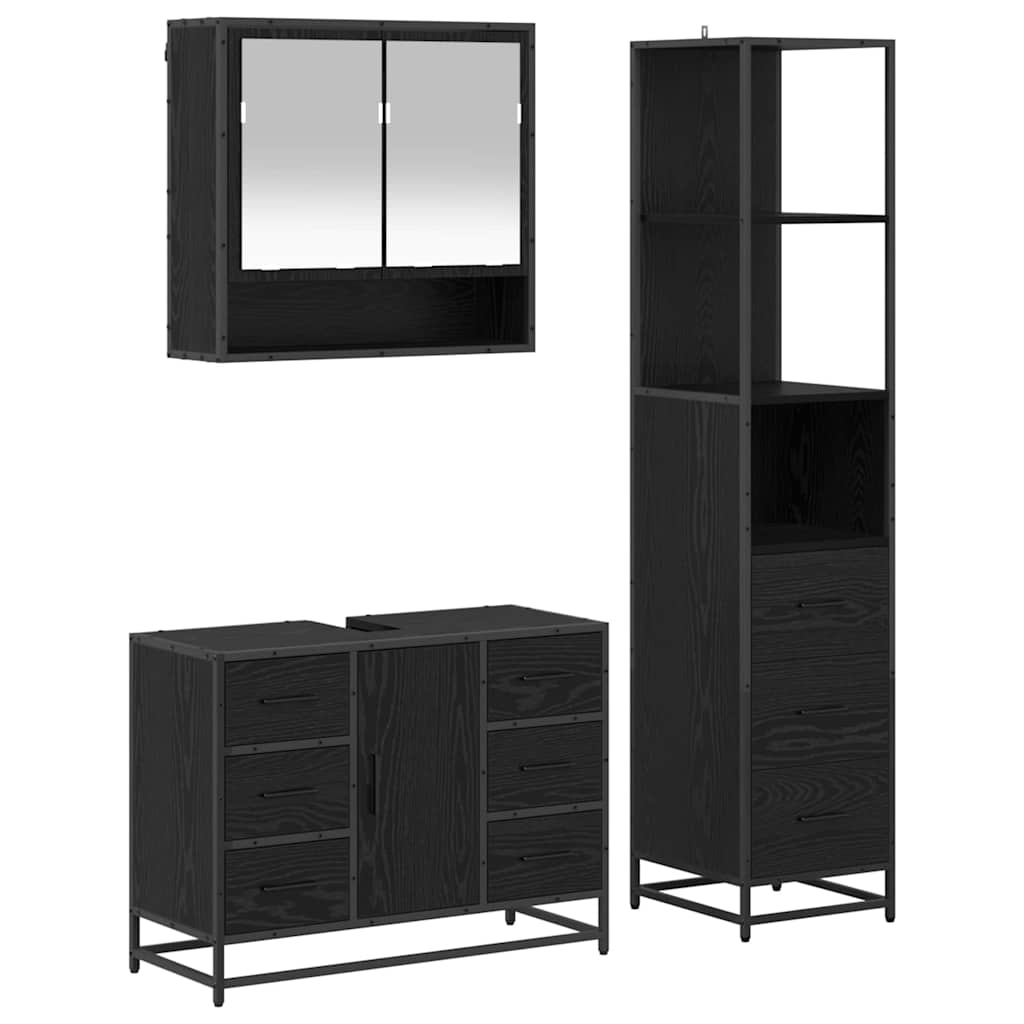 Ensemble de mobilier de salle de bain 3 pc Chêne noir