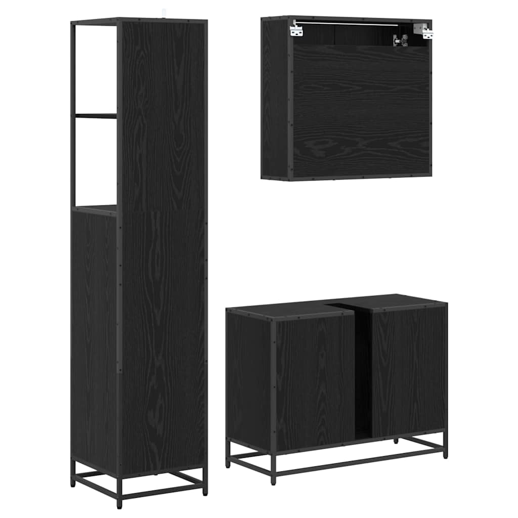 Ensemble de mobilier de salle de bain 3 pc Chêne noir