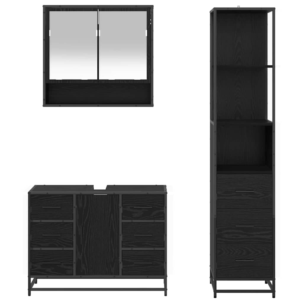 Ensemble de mobilier de salle de bain 3 pc Chêne noir