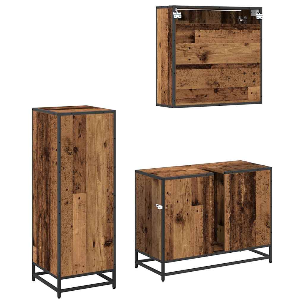 Ensemble de mobilier de salle de bain 3 pc Bois Ancien