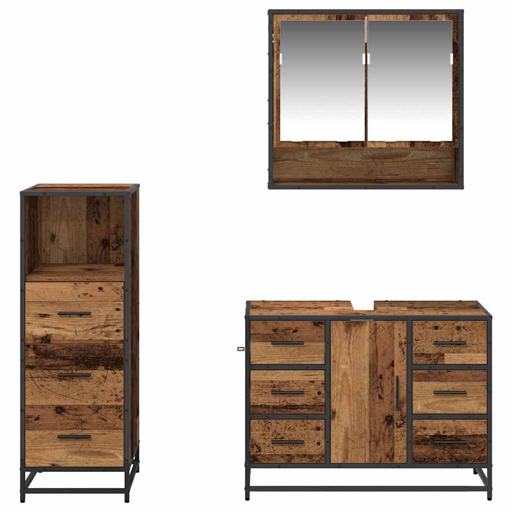 Ensemble de mobilier de salle de bain 3 pc Bois Ancien