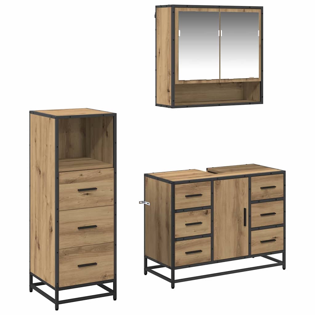 Ensemble de mobilier de salle de bain 3 pc Chêne artisanal